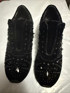 Tory Burch Black Jeweled Velvet jeweled sneakers 7.5